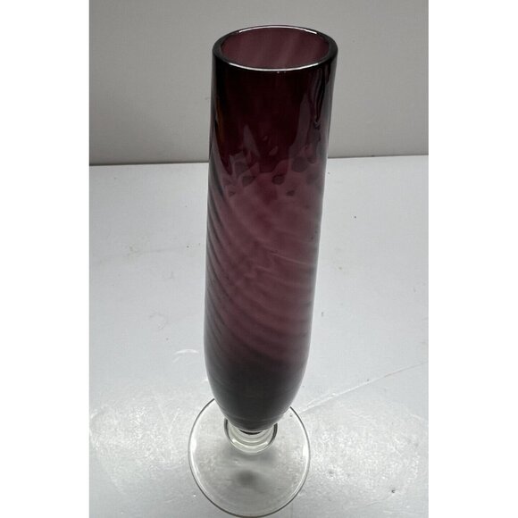 Amethyst Glass Swirl Bud Vase National Potteries Made in Japan 8” Tall Art Deco - Picture 4 of 4